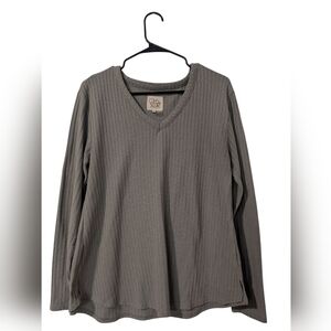 Chasor,Sage Green,V-Neck Long Sleeve Top,Size L